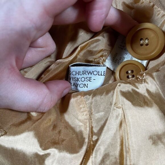 Escada Margaretha Ley Double Breasted Mustard Tan Blazer Suit Jacket - Picture 7 of 9